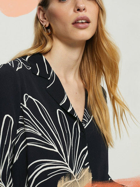 Black Printed Cotton Rayon Cord Set