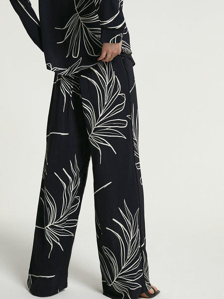 Black Printed Cotton Rayon Cord Set