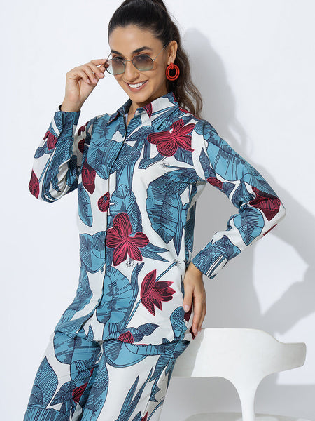 Voguish Blue Printed Palazzo Cord Set