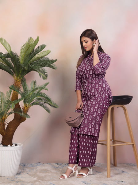 Women Pure Rayon Kurta Palazzo Set
