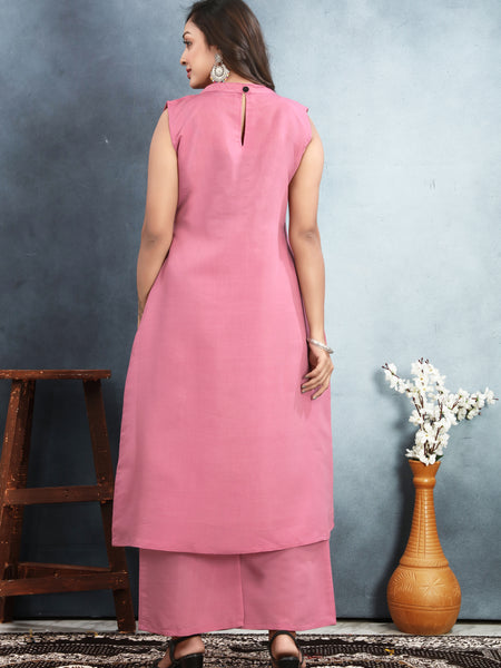 Silk Printed Round Neck Kurti With Pant Set