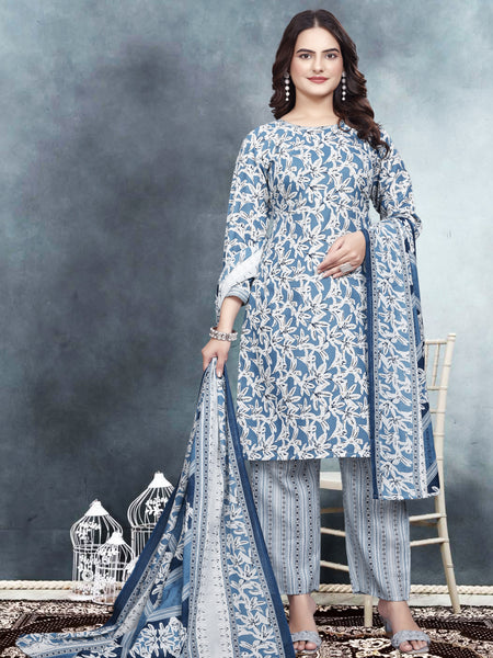 Floral Print Kurta, Trouser/Pant & Dupatta Set