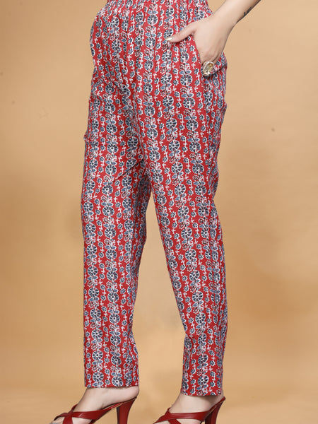 Floral Printed Notch Neck Straight Kurta With Trouser & Dupatta