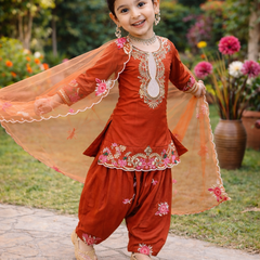 Premium Trending Kids Top Salwar And Dupatta Set