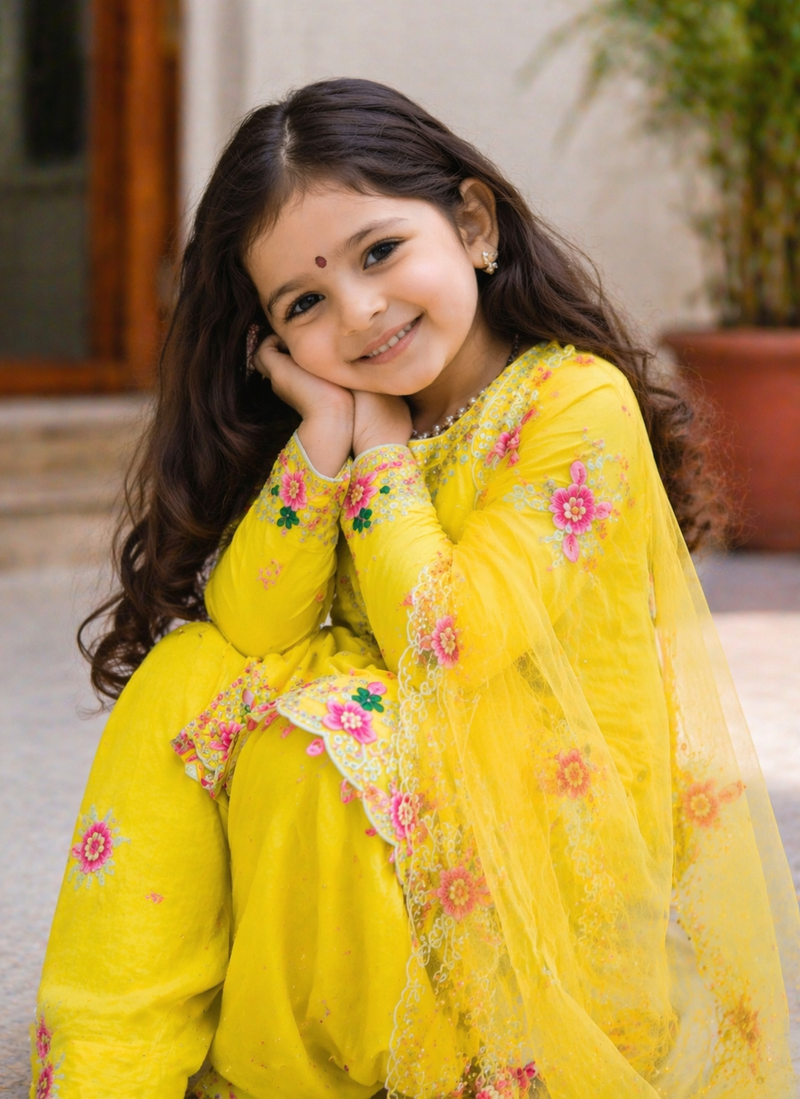 Premium Trending Kids Top Salwar And Dupatta Set