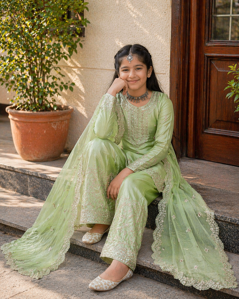 Premium Beautiful Kids Top Sharara And Dupatta Set