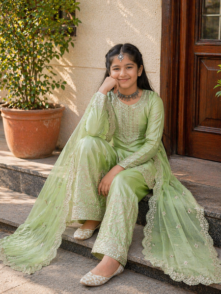 Premium Beautiful Kids Top Sharara And Dupatta Set