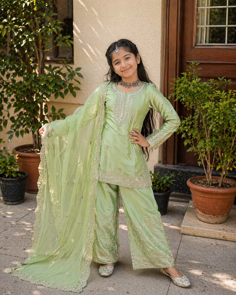 Premium Beautiful Kids Top Sharara And Dupatta Set