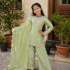 Premium Beautiful Kids Top Sharara And Dupatta Set