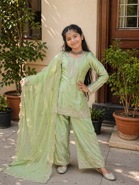 Premium Beautiful Kids Top Sharara And Dupatta Set