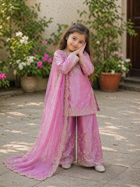 Premium Beautiful Kids Top Sharara And Dupatta Set