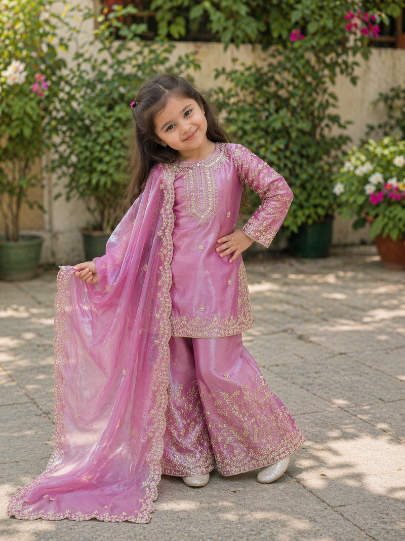 Premium Beautiful Kids Top Sharara And Dupatta Set