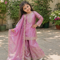Premium Beautiful Kids Top Sharara And Dupatta Set
