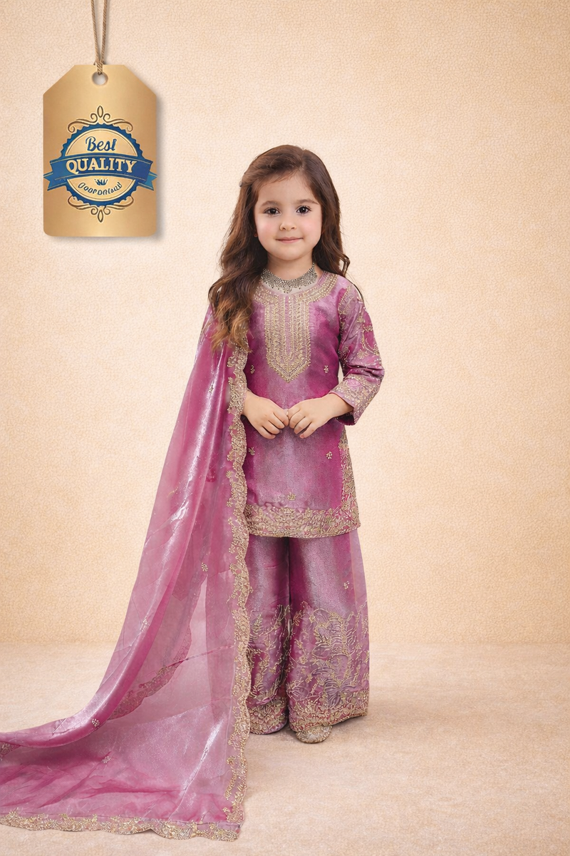 Premium Beautiful Kids Top Sharara And Dupatta Set