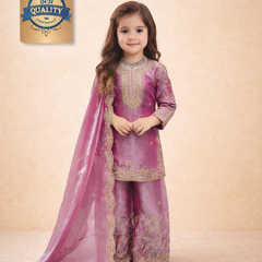 Premium Beautiful Kids Top Sharara And Dupatta Set