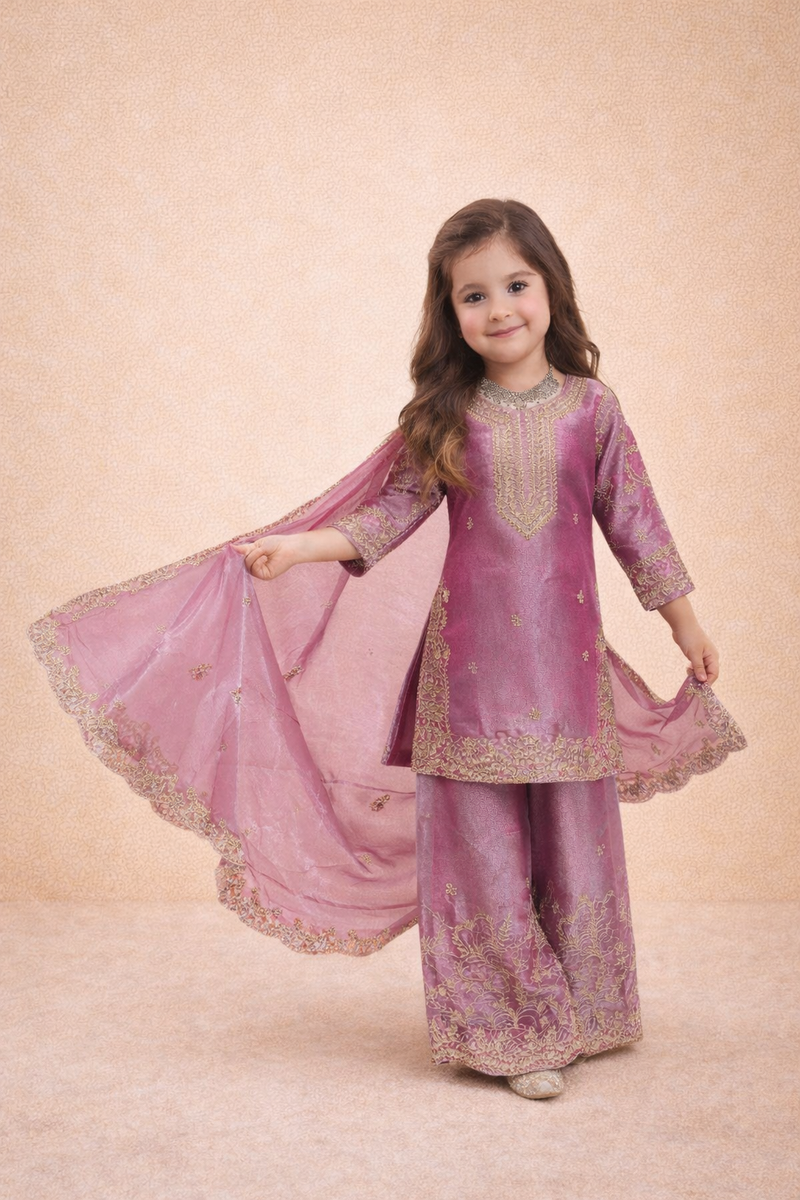 Premium Beautiful Kids Top Sharara And Dupatta Set
