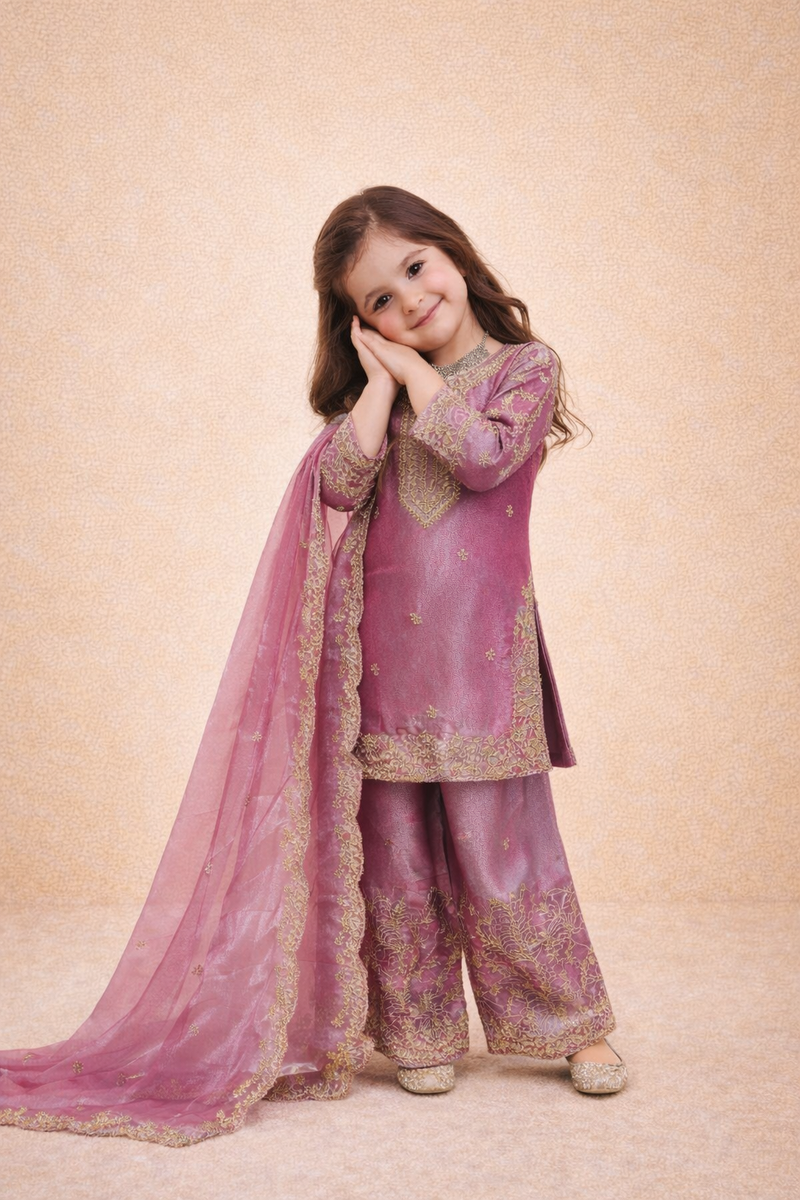Premium Beautiful Kids Top Sharara And Dupatta Set