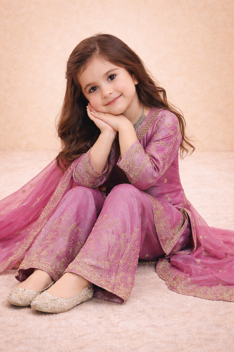 Premium Beautiful Kids Top Sharara And Dupatta Set