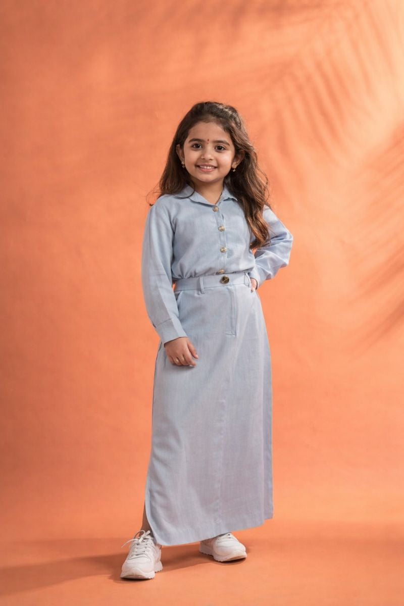 Light Blue Cotton Dress for Girls | Cute & Comfortable Party Wear Casual Wear Summer Wear