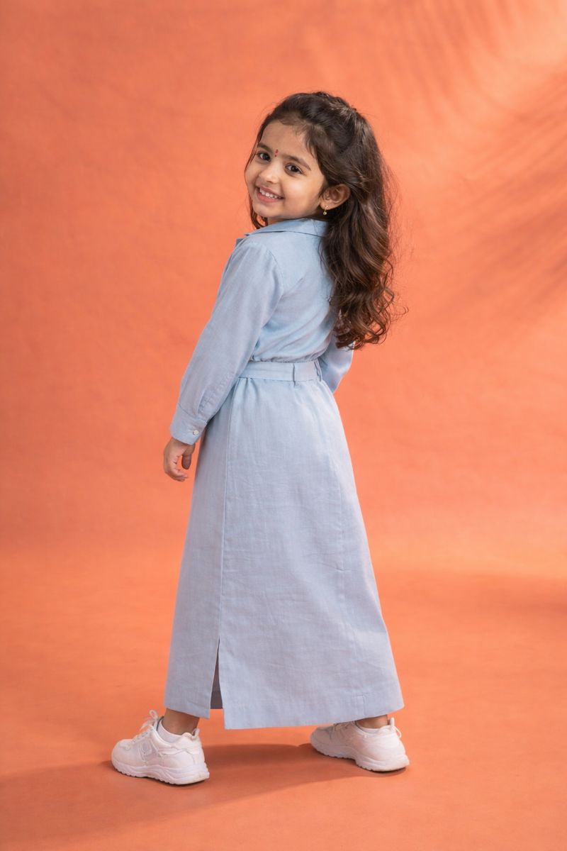Light Blue Cotton Dress for Girls | Cute & Comfortable Party Wear Casual Wear Summer Wear