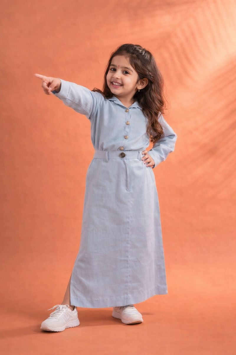 Light Blue Cotton Dress for Girls | Cute & Comfortable Party Wear Casual Wear Summer Wear