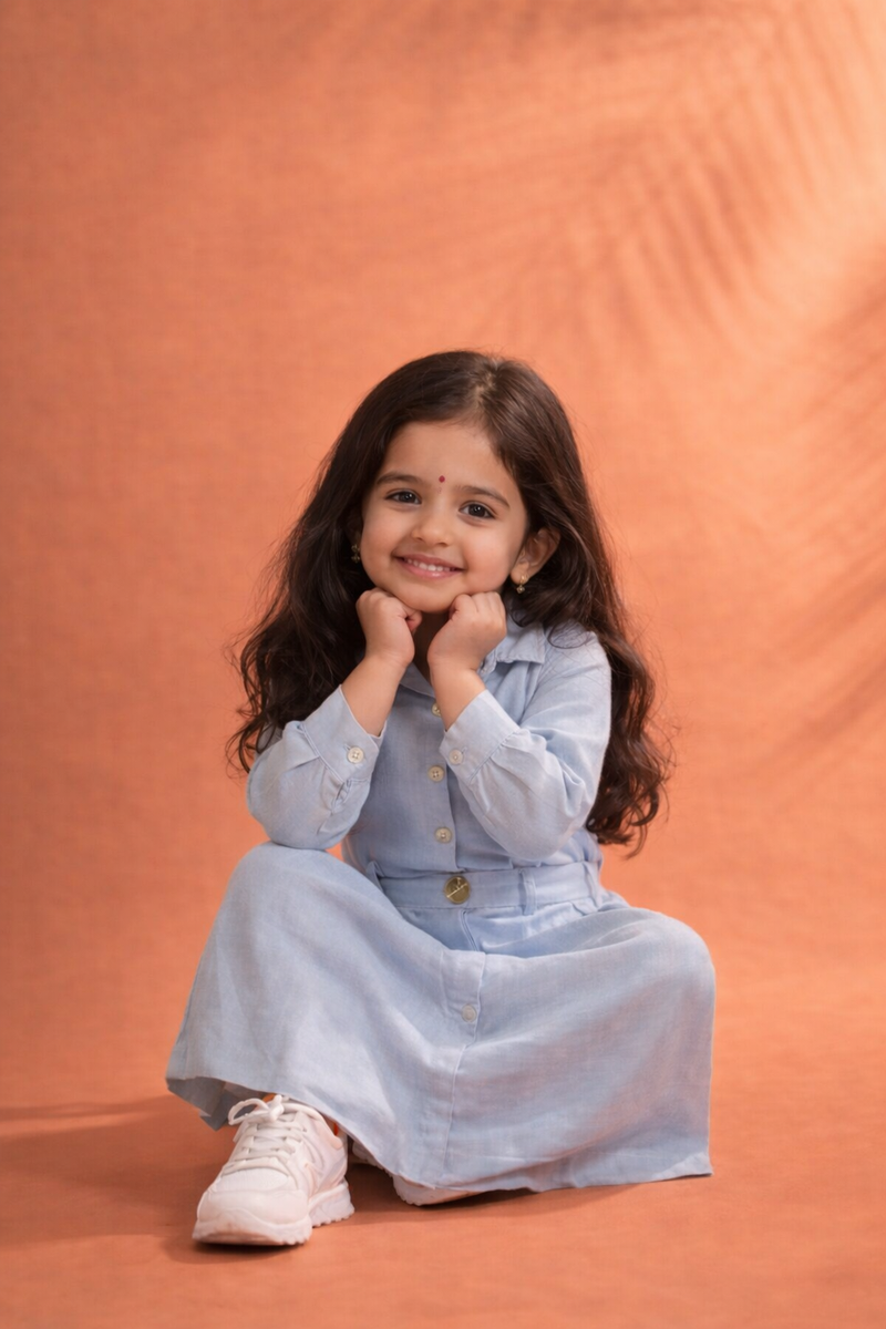 Light Blue Cotton Dress for Girls | Cute & Comfortable Party Wear Casual Wear Summer Wear