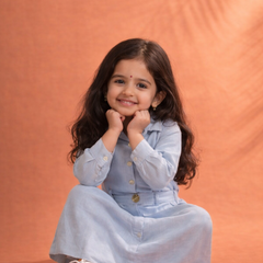 Light Blue Cotton Dress for Girls | Cute & Comfortable Party Wear Casual Wear Summer Wear