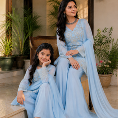 Premium Mom-Daughter Combo Top Gown And Dupatta Sets (Copy)