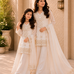 Premium Mom-Daughter Combo Top Gown And Dupatta Sets
