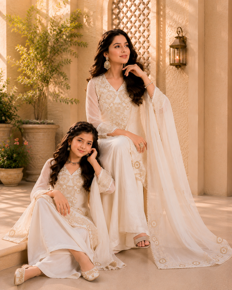 Premium Mom-Daughter Combo Top Gown And Dupatta Sets