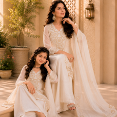 Premium Mom-Daughter Combo Top Gown And Dupatta Sets