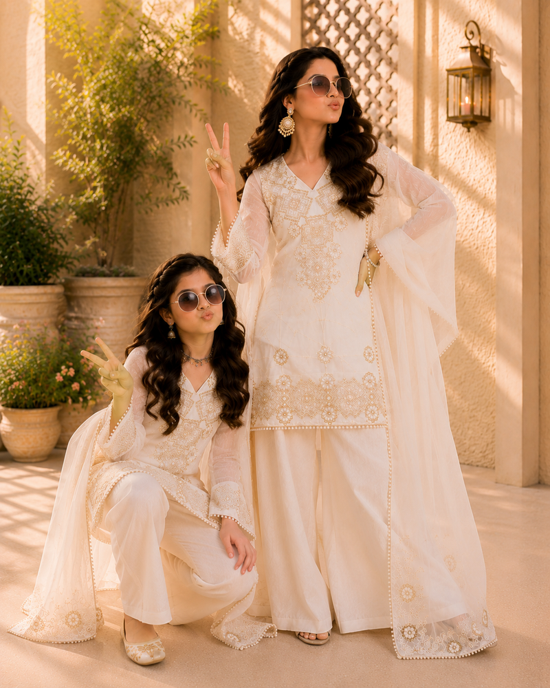 Premium Mom-Daughter Combo Top Gown And Dupatta Sets