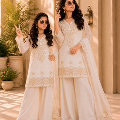 Premium Mom-Daughter Combo Top Gown And Dupatta Sets