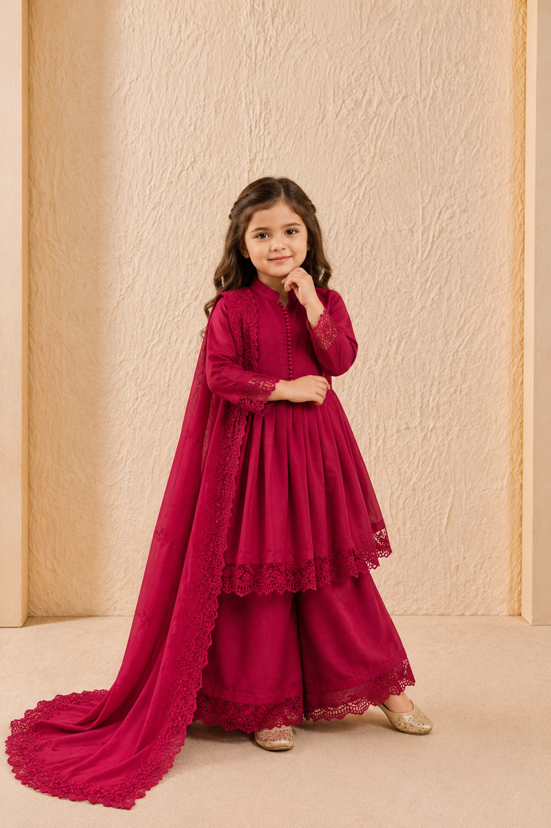 Premium Quality Roman Silk Kids Gown Set