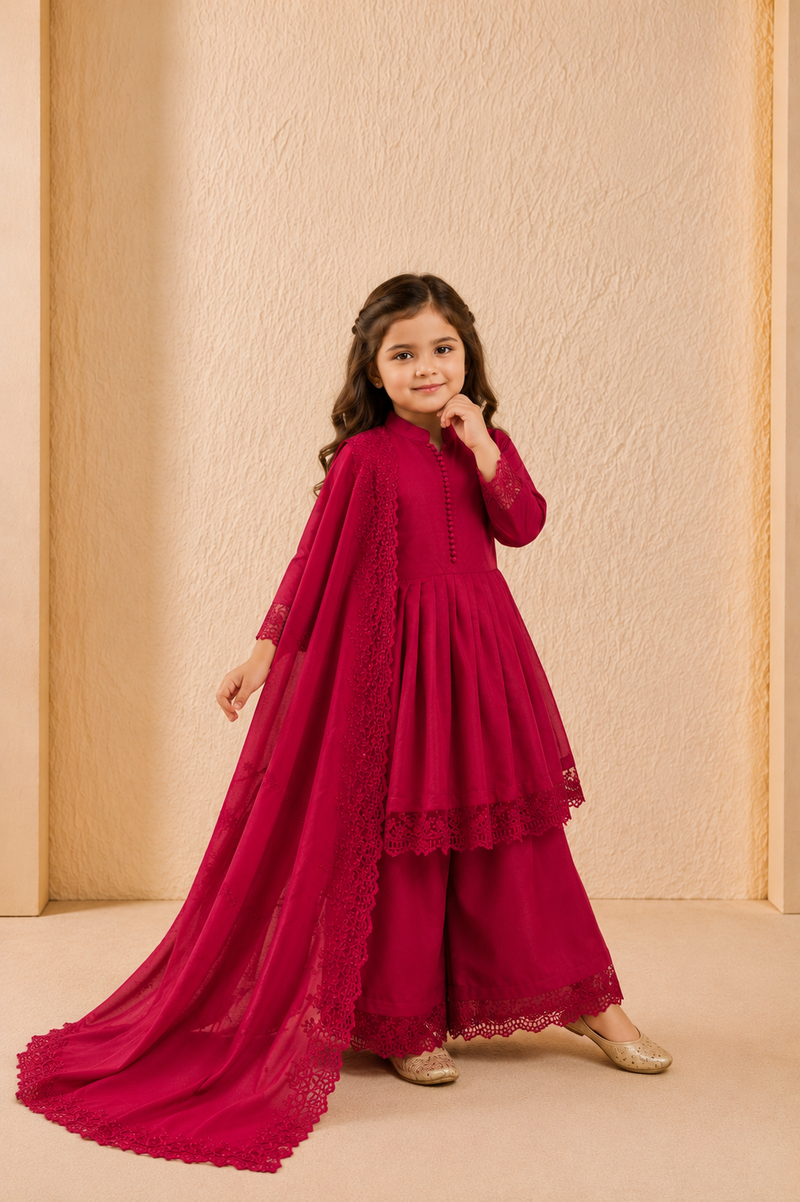 Premium Quality Roman Silk Kids Gown Set