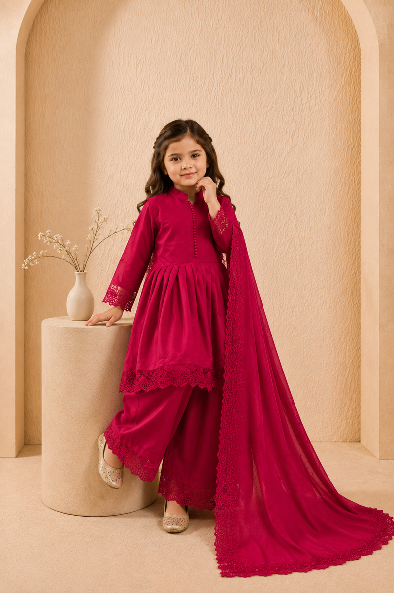 Premium Quality Roman Silk Kids Gown Set