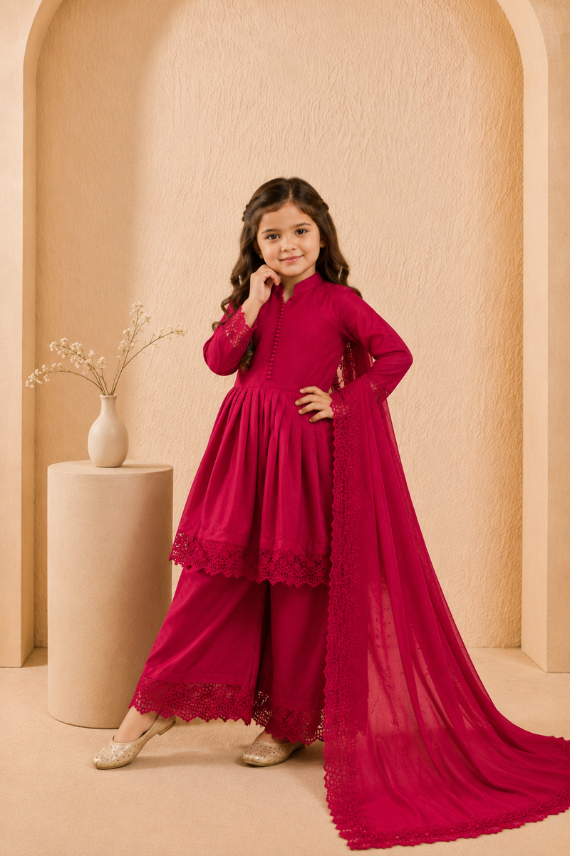 Premium Quality Roman Silk Kids Gown Set