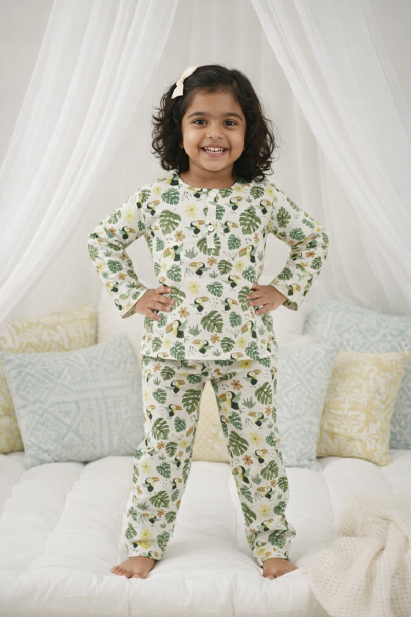 Premium Kids Night Suit Set | Soft Cotton Pajama for Girls | Cute Printed Sleepwear