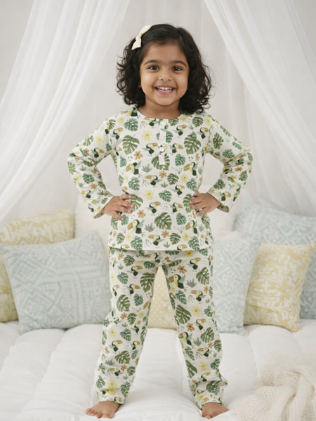 Premium Kids Night Suit Set | Soft Cotton Pajama for Girls | Cute Printed Sleepwear