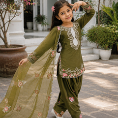 Premium Trending Kids Top Salwar And Dupatta Set