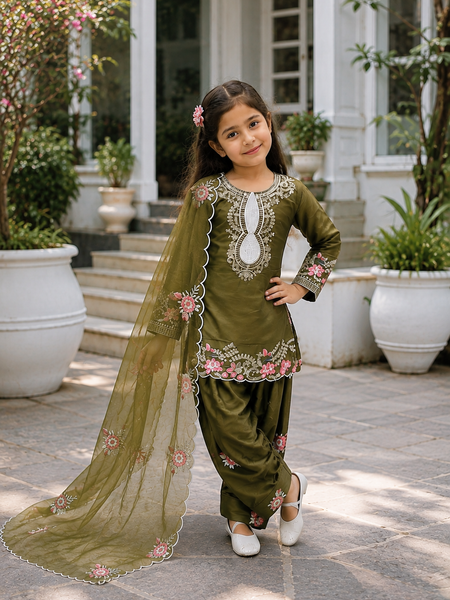 Premium Trending Kids Top Salwar And Dupatta Set