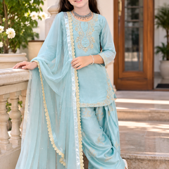 Premium Beautiful Kids Top Palazzo And Dupatta Set