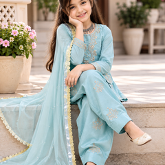 Premium Beautiful Kids Top Palazzo And Dupatta Set