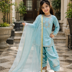 Premium Beautiful Kids Top Palazzo And Dupatta Set