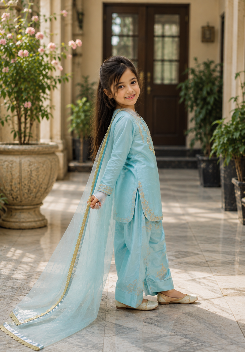 Premium Beautiful Kids Top Palazzo And Dupatta Set