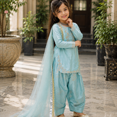 Premium Beautiful Kids Top Palazzo And Dupatta Set