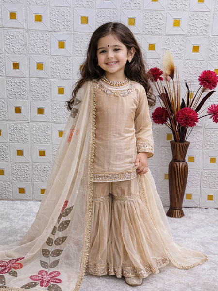 Beautiful Kids Top Sharara And Dupatta Set