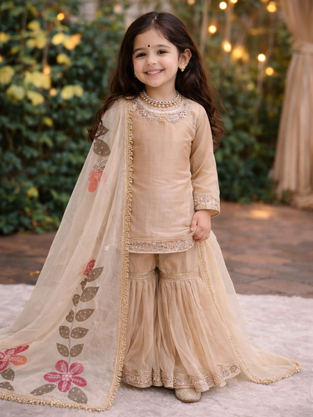 Beautiful Kids Top Sharara And Dupatta Set