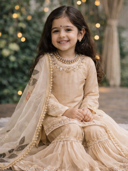Beautiful Kids Top Sharara And Dupatta Set