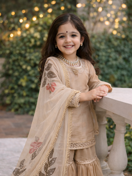 Beautiful Kids Top Sharara And Dupatta Set
